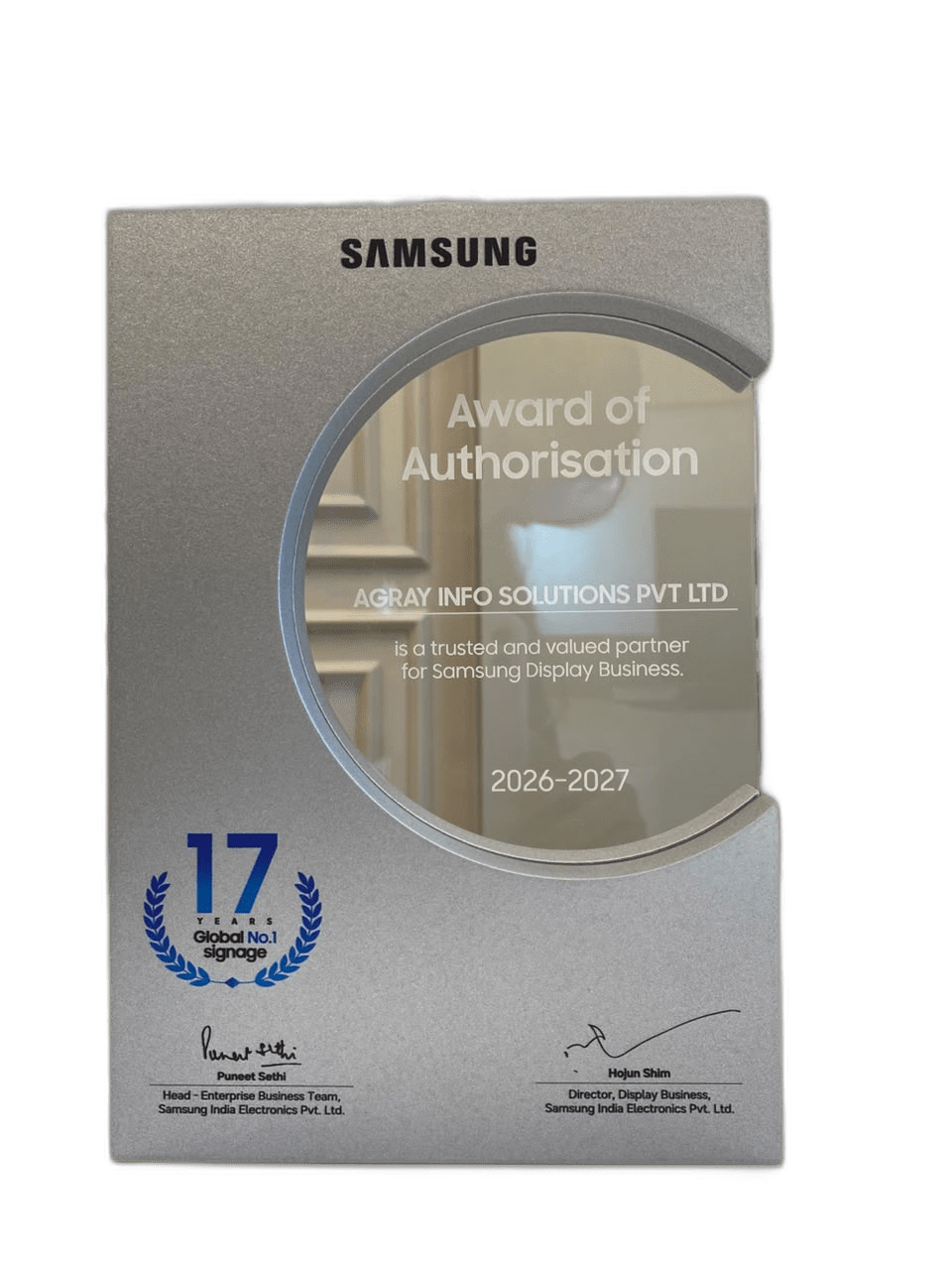 Award of Authorisation  from   SAMSUNG